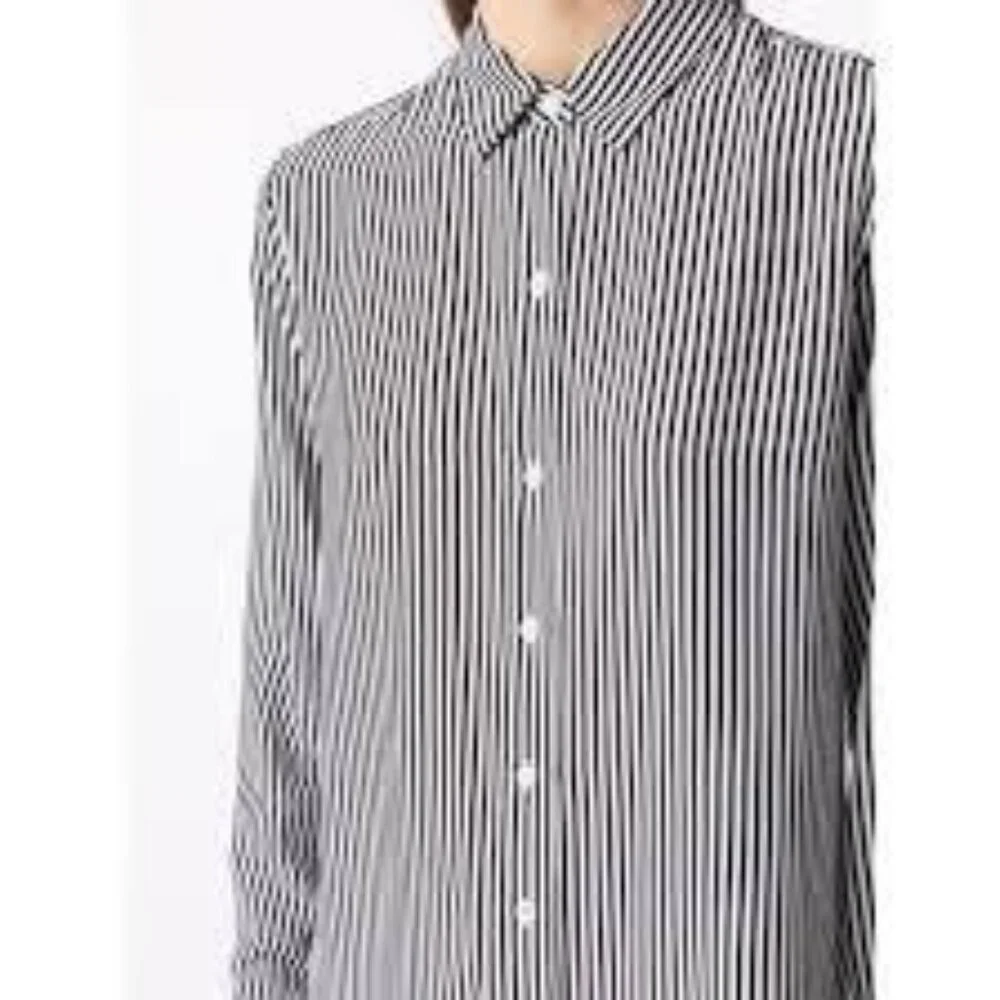 Eqipment Essential Silk Striped Long Sleeved Shirt sz L - Picture 2 of 7